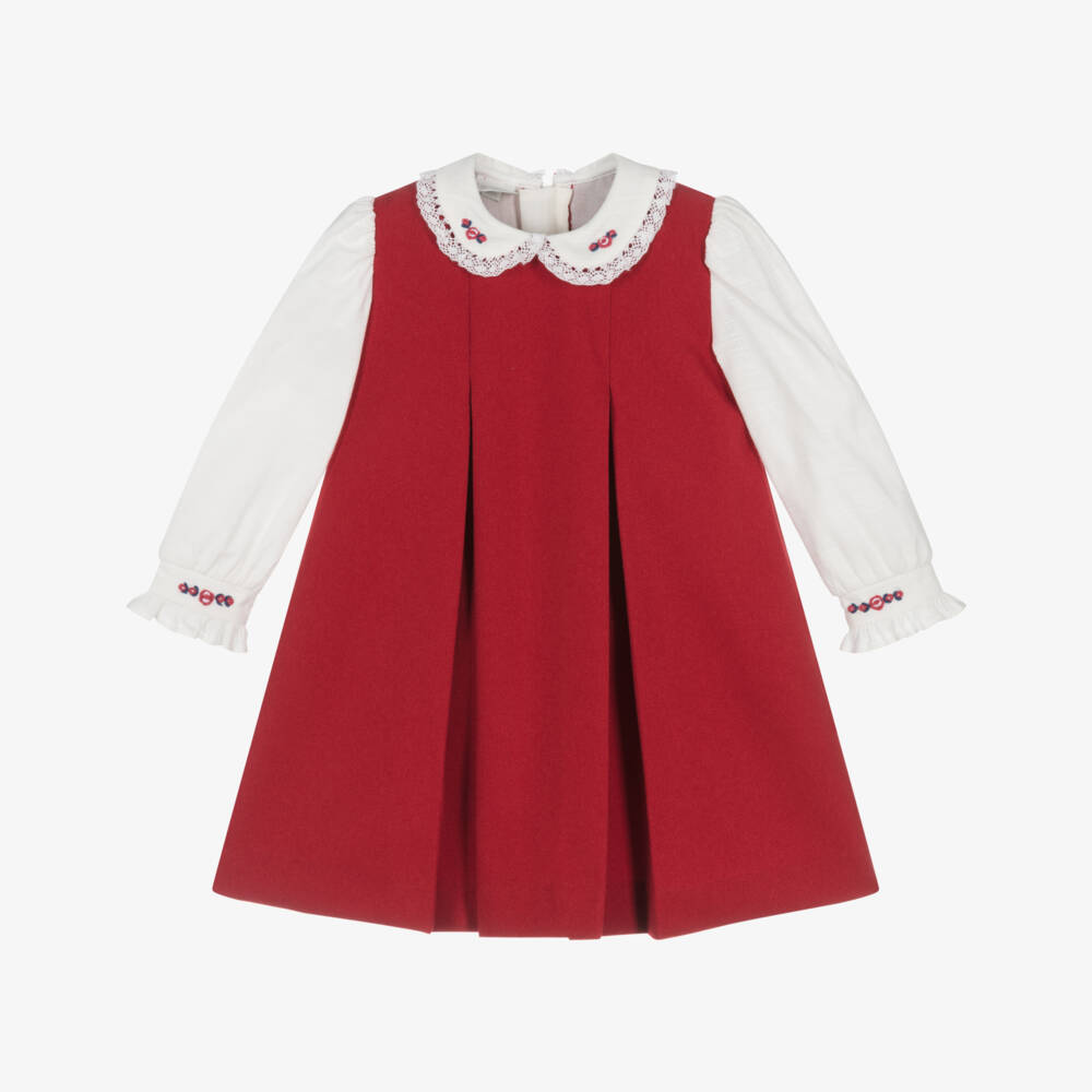 Pretty Originals-Платье с плиссированным воротником красное для девочек | Childrensalon Outlet