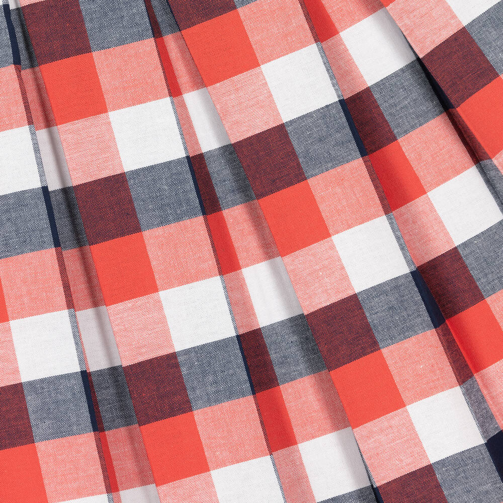 بريتي أوريجينال-Girls Red & White Tartan Cotton Dress | Childrensalon Outlet