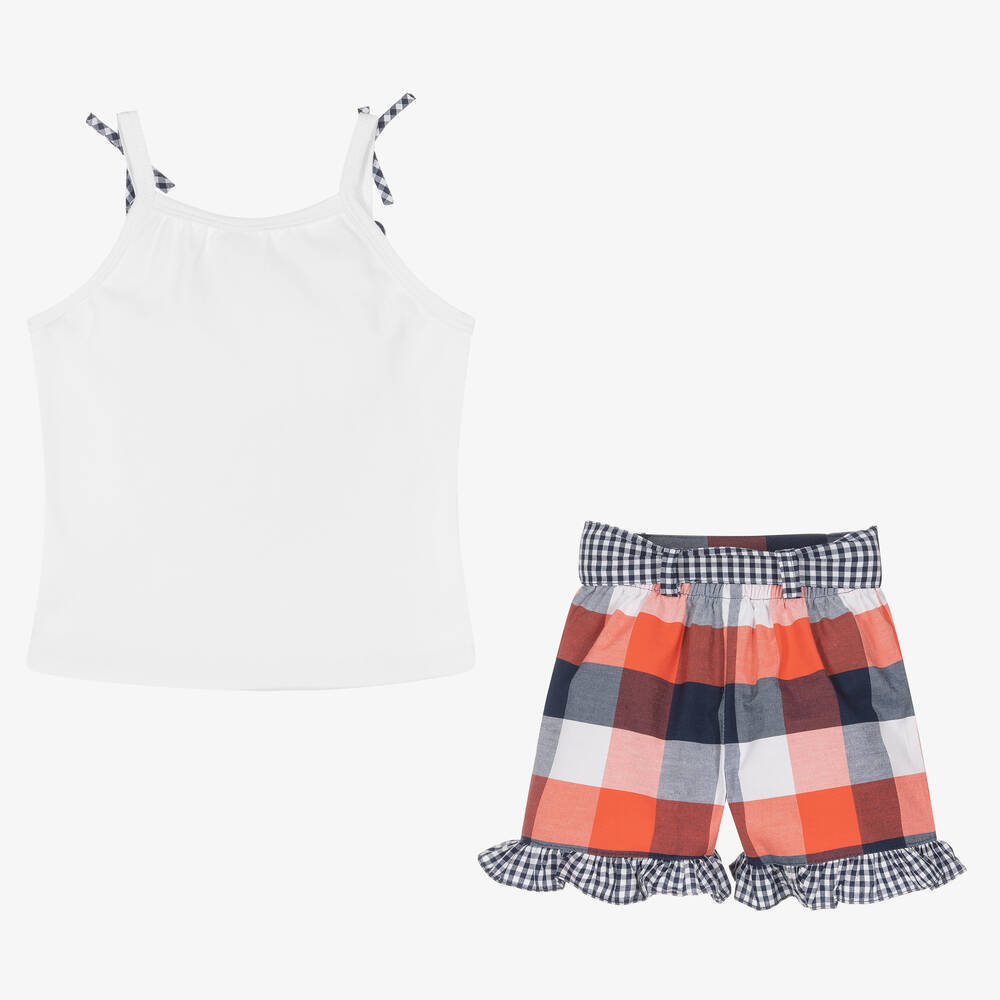 Pretty Originals-Girls Red & White Tartan Short Set  | Childrensalon Outlet