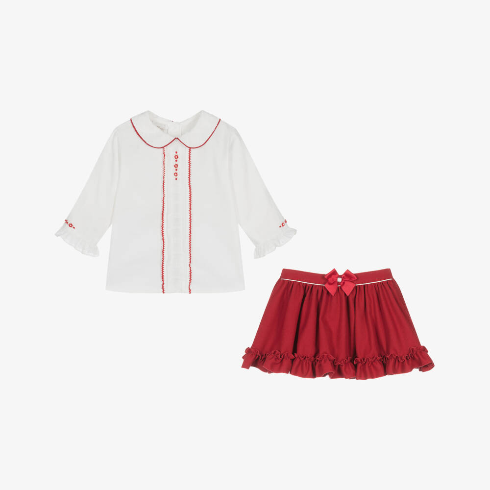 Pretty Originals-Girls Scarlet and Ivory Skirt Ensemble | Childrensalon Outlet