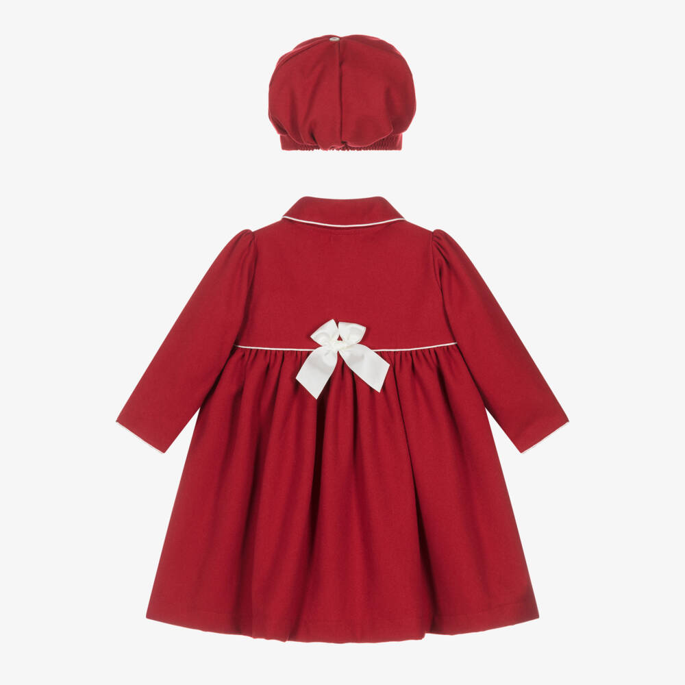 Pretty Originals-Girls Scarlet Smocked Coat and Hat | Childrensalon Outlet