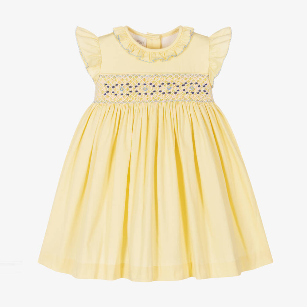 Pretty Originals-Girls Sunshine Smocked Cotton Frock | Childrensalon Outlet