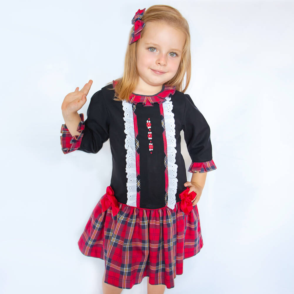 Pretty Originals-Girls Tartan Dress & Bow Set | Childrensalon Outlet