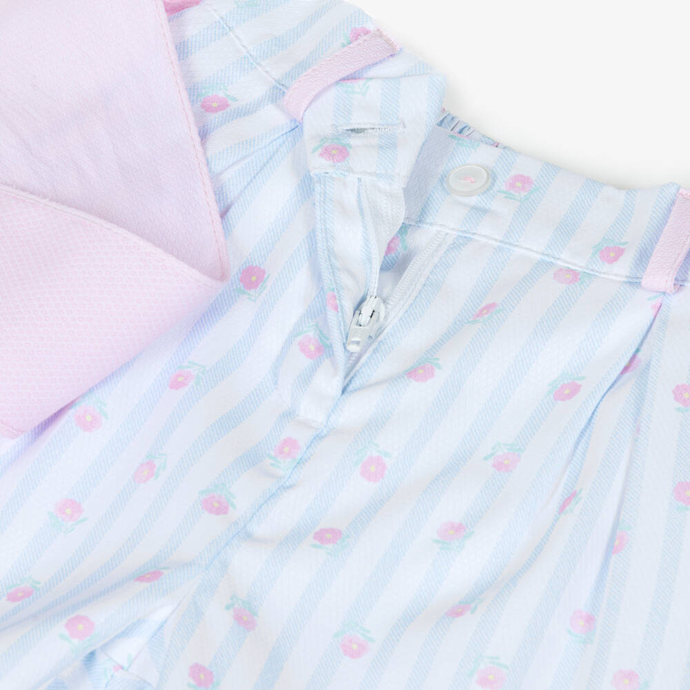 Pretty Originals-Girls White & Blue Cotton Smocked Shorts Set | Childrensalon Outlet