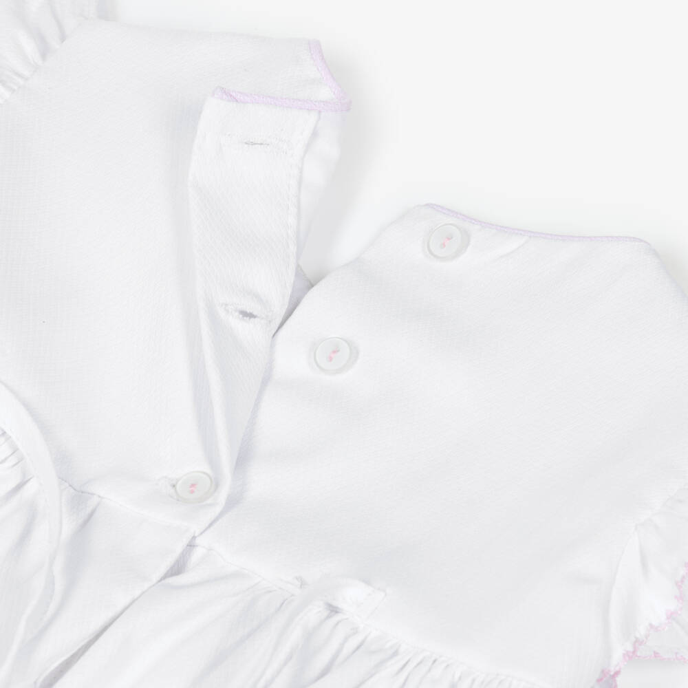 Pretty Originals-Girls White & Blue Cotton Smocked Shorts Set | Childrensalon Outlet
