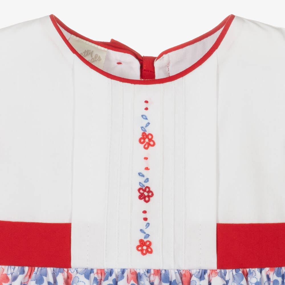 Pretty Originals-Girls White & Blue Floral Dress Set | Childrensalon Outlet