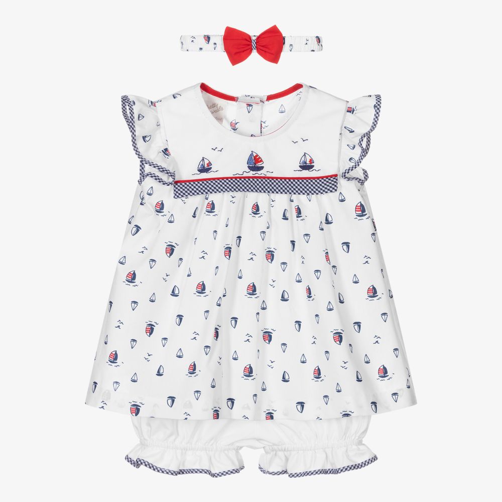 Pretty Originals - طقم فستان مزيج قطن بوبلين لون أبيض  | Childrensalon