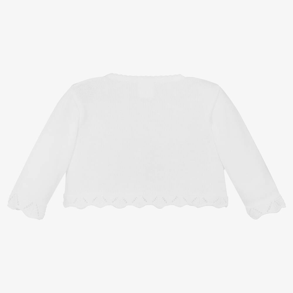 Pretty Originals-Girls White Cotton Knit Cardigan | Childrensalon Outlet