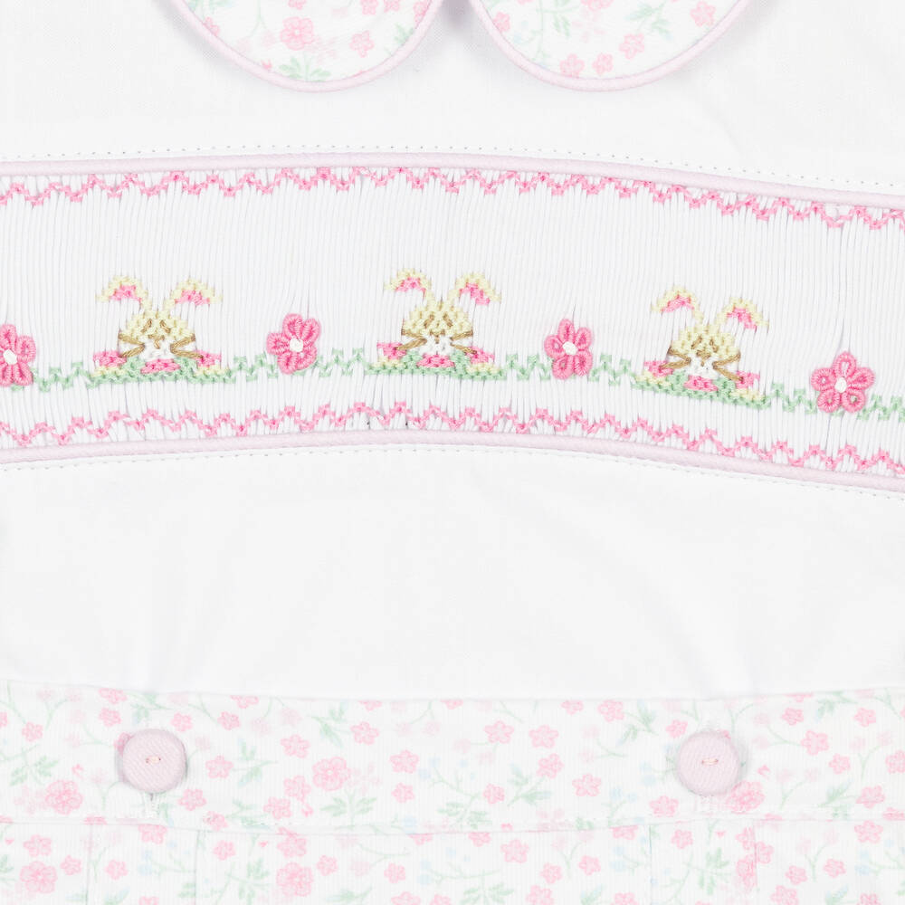Pretty Originals-Girls White & Pink Cotton Floral Skirt Set | Childrensalon Outlet