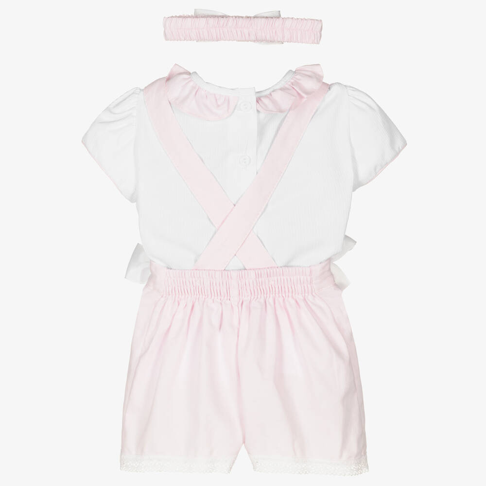 Pretty Originals-Розово-белый комплект с полукомбинезоном | Childrensalon Outlet