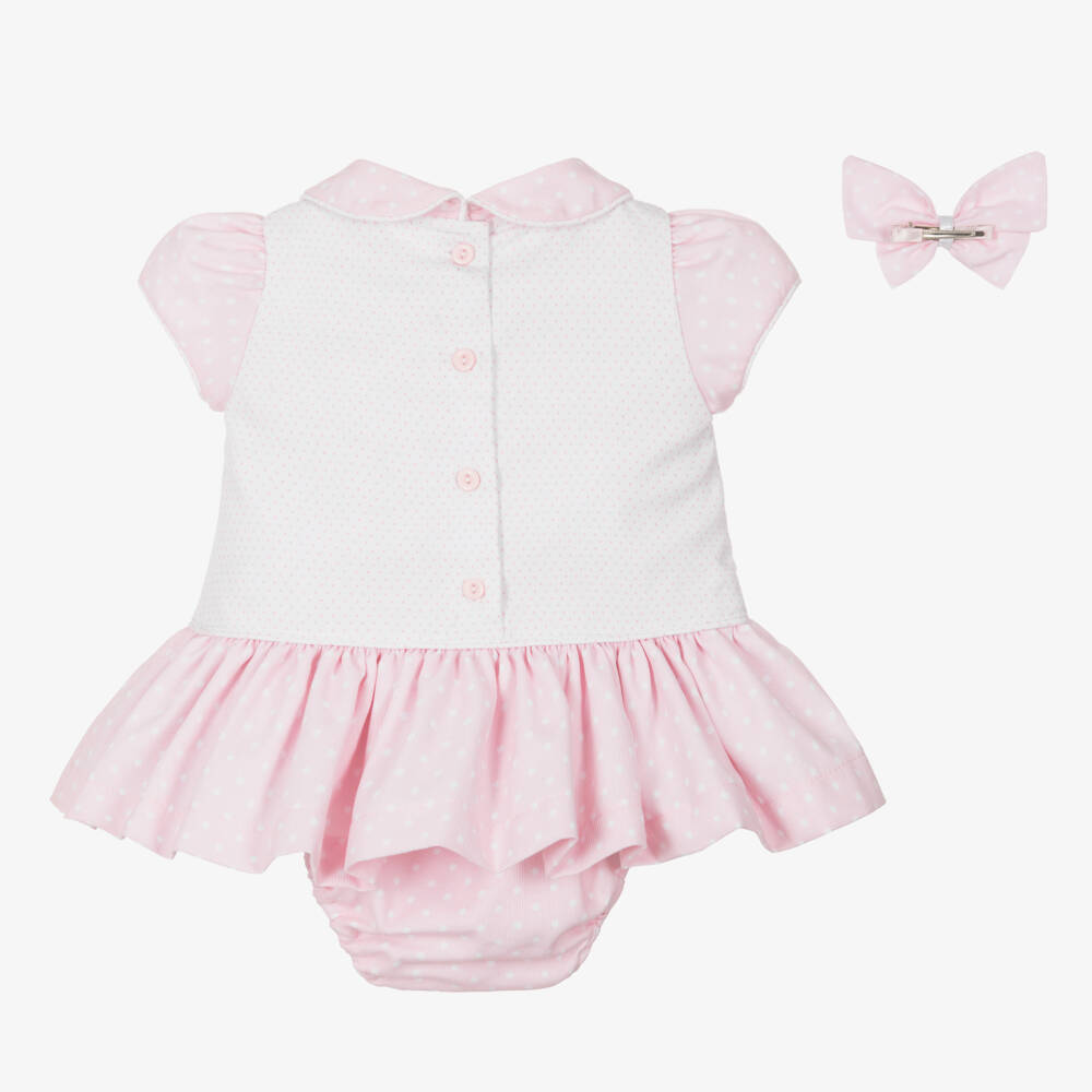 Pretty Originals-Girls White & Pink Polka Dot Dress Set | Childrensalon Outlet
