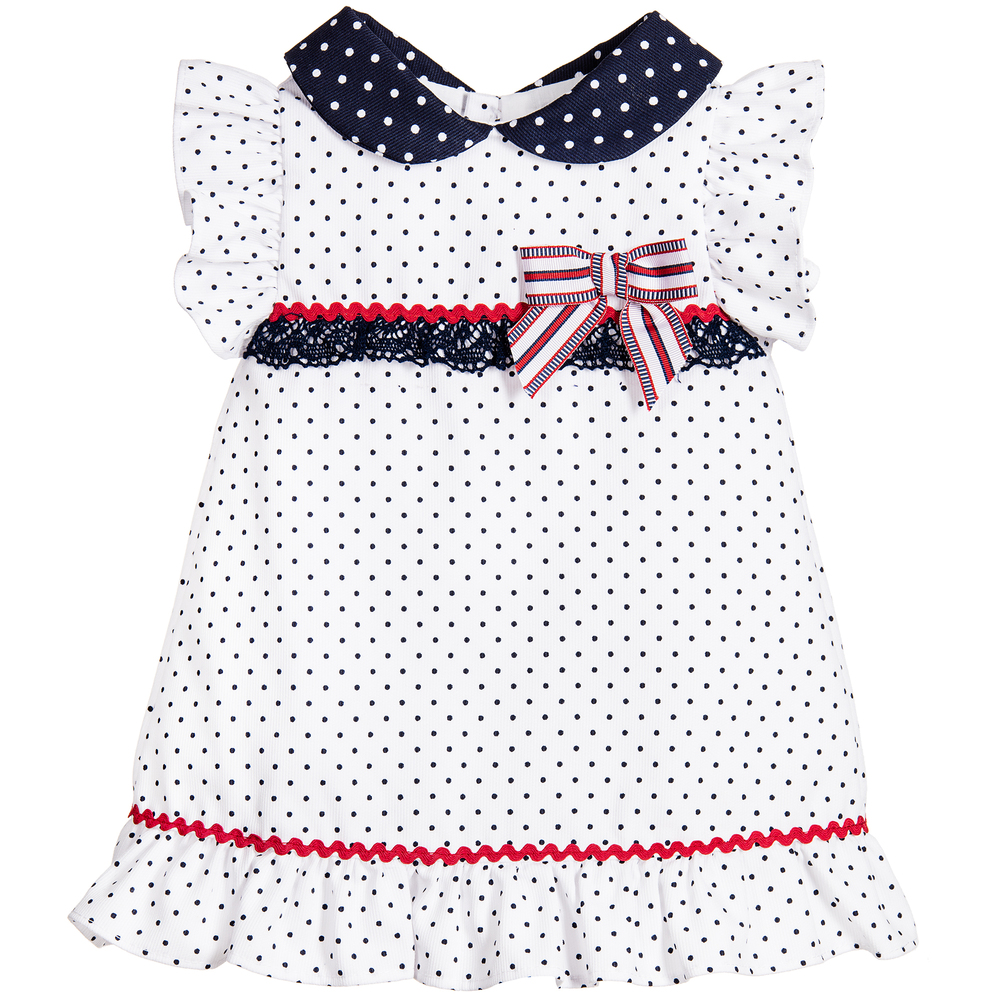 Pretty Originals - Girls White Polka Dot Dress | Childrensalon