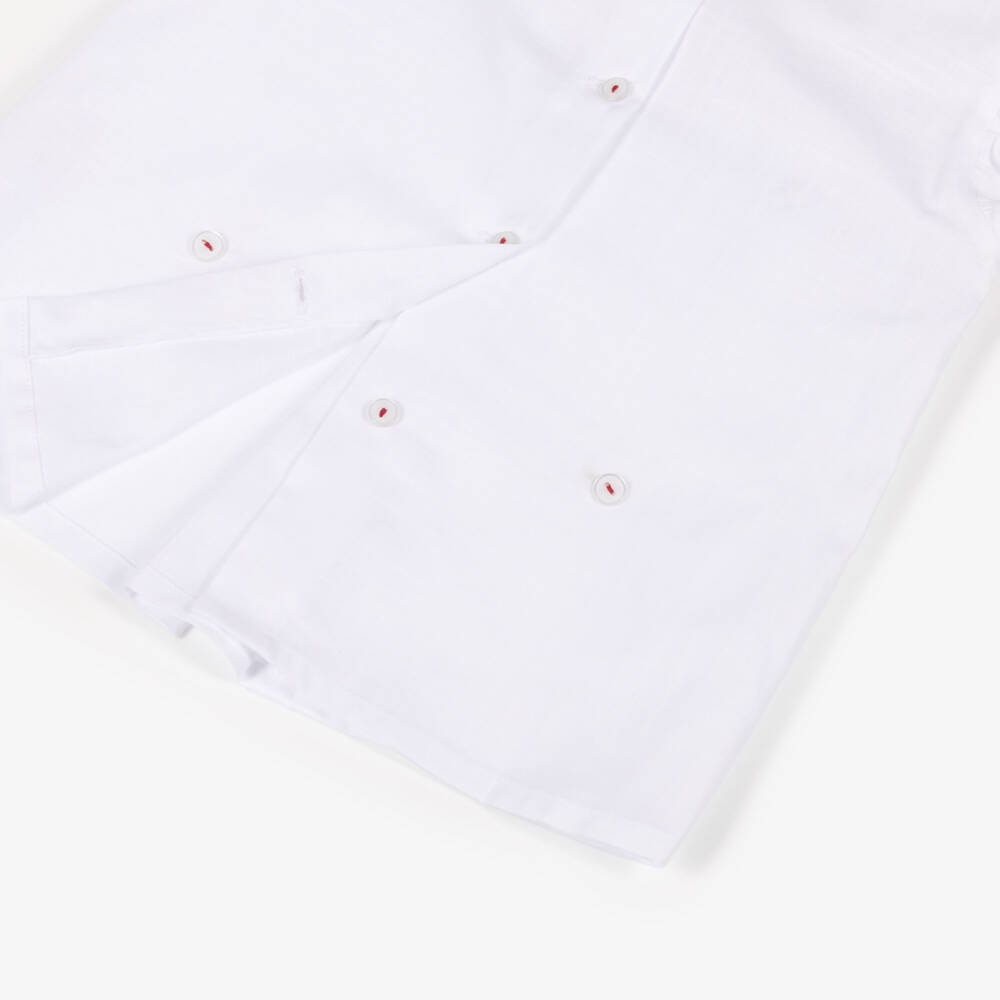 Pretty Originals-Girls White & Red Cotton Buster Suit with Hand Smocking | Childrensalon Outlet
