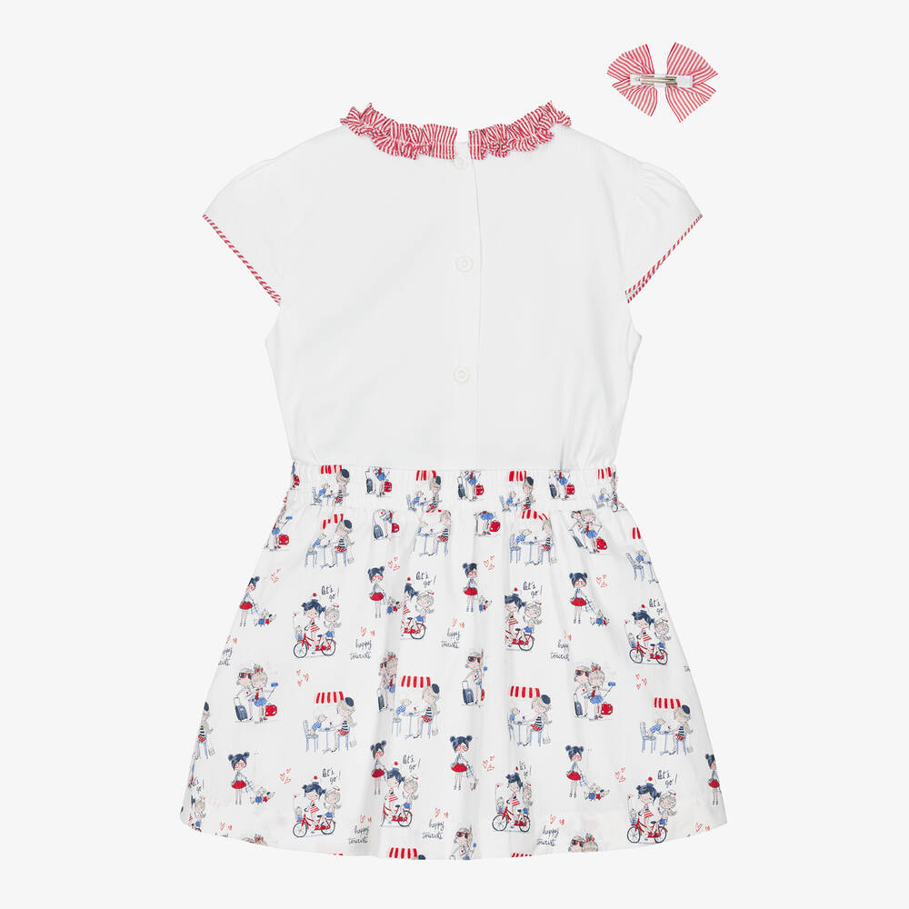 Pretty Originals-Girls White & Red Cotton Skirt Set | Childrensalon Outlet