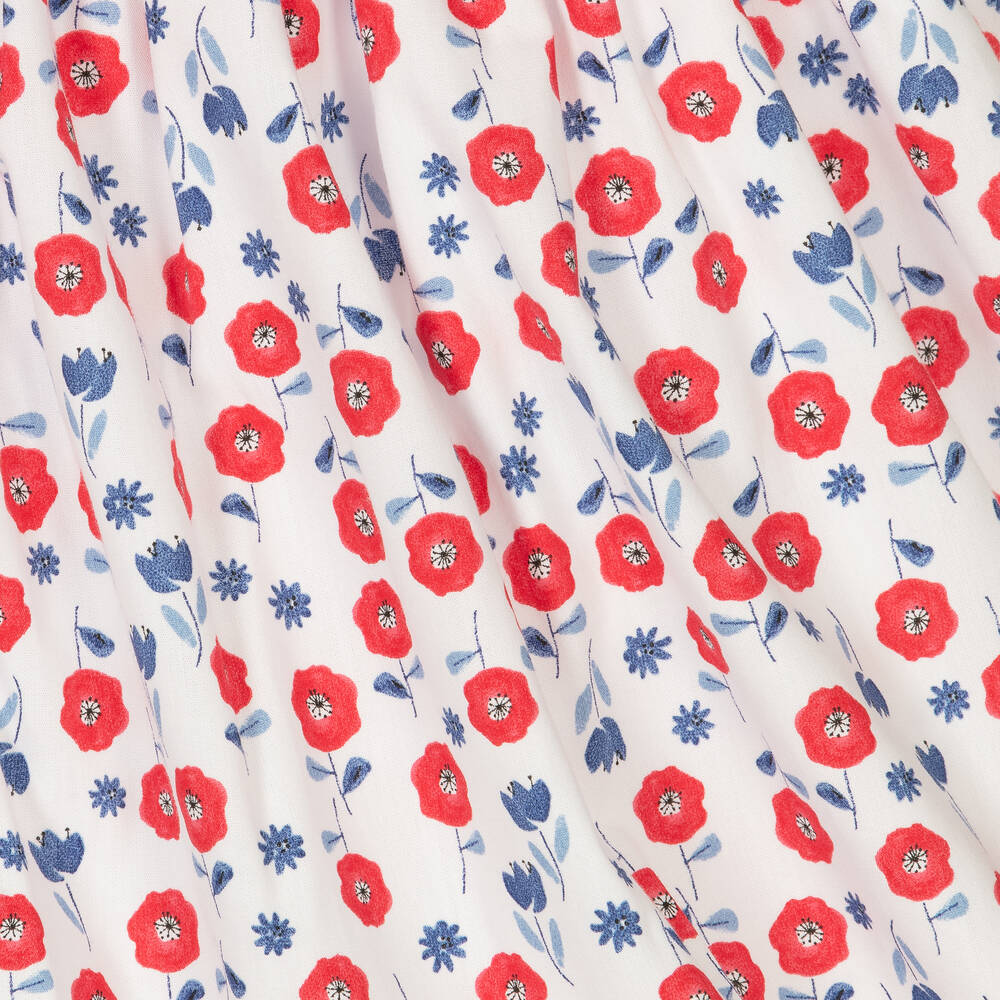 Pretty Originals-طقم تنورة قطن لون أبيض وأحمر بطبعة ورود | Childrensalon Outlet