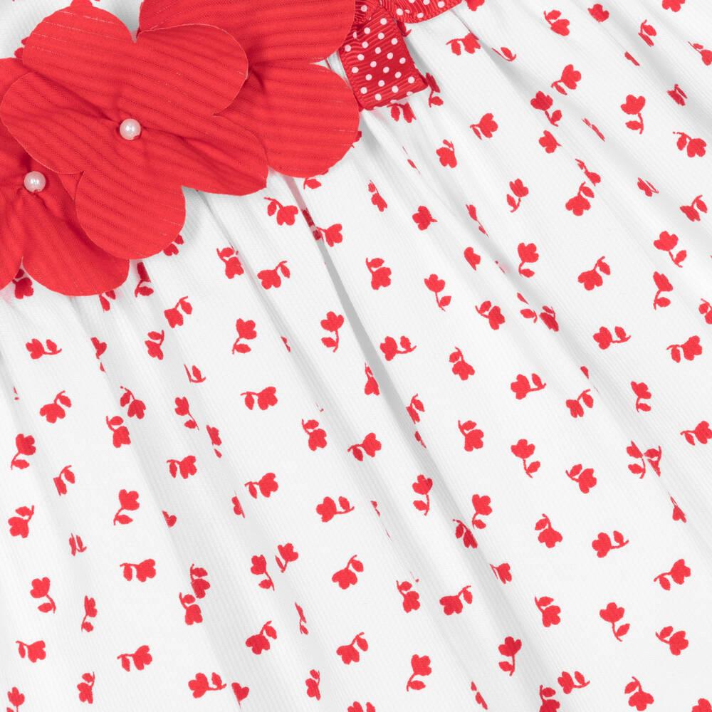 بريتي أوريجينال-Girls White & Red Floral Dress Set  | Childrensalon Outlet