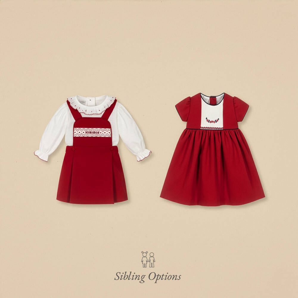 Pretty Originals-Girls White & Red Pinafore Dress Set | Childrensalon Outlet