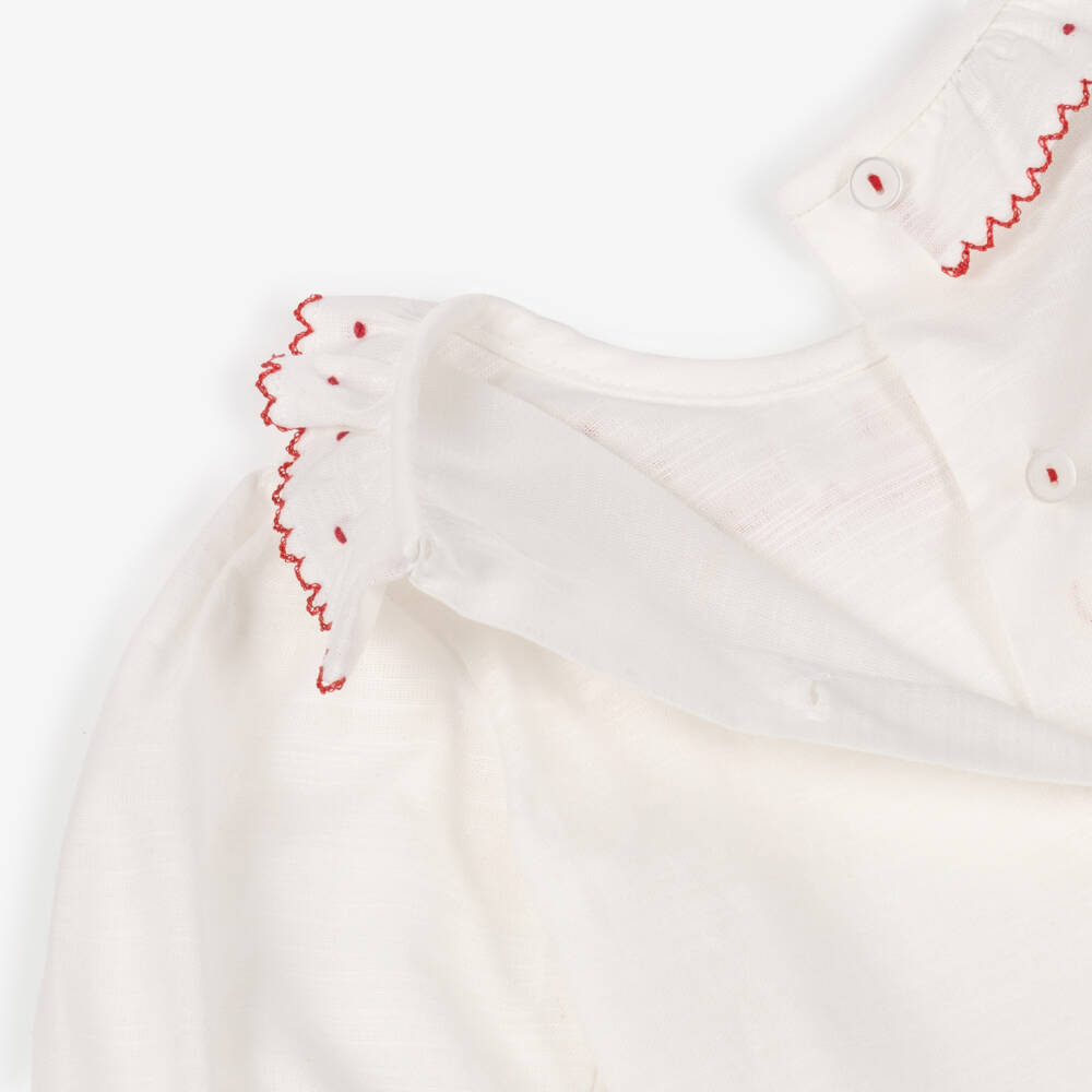 Pretty Originals-Girls White & Red Pinafore Dress Set | Childrensalon Outlet