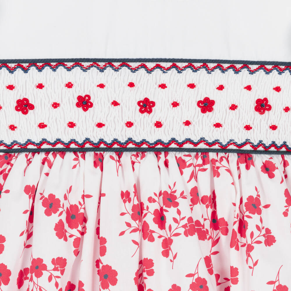 Pretty Originals-Girls White & Red Poppy Cotton Dress Set | Childrensalon Outlet