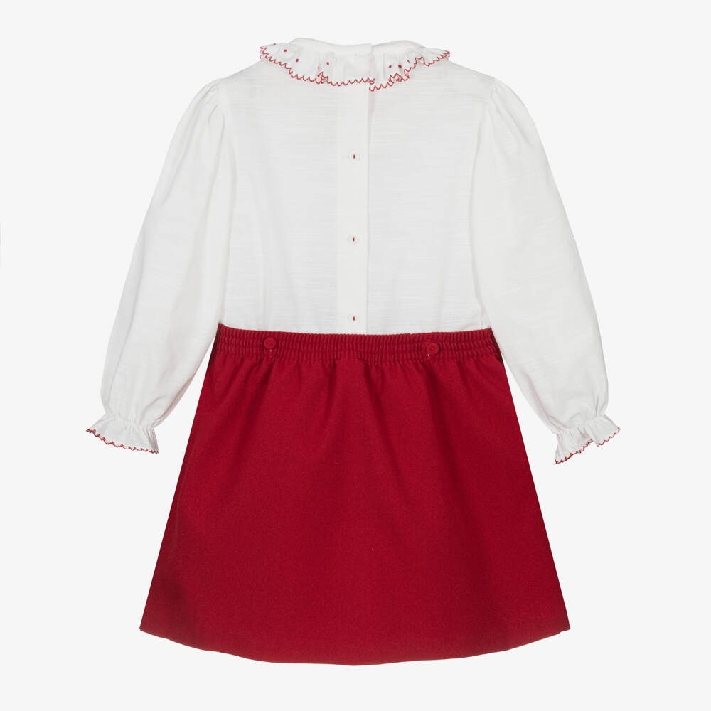 Pretty Originals-Girls White & Red Skirt Set with Ruffles & Pleats | Childrensalon Outlet