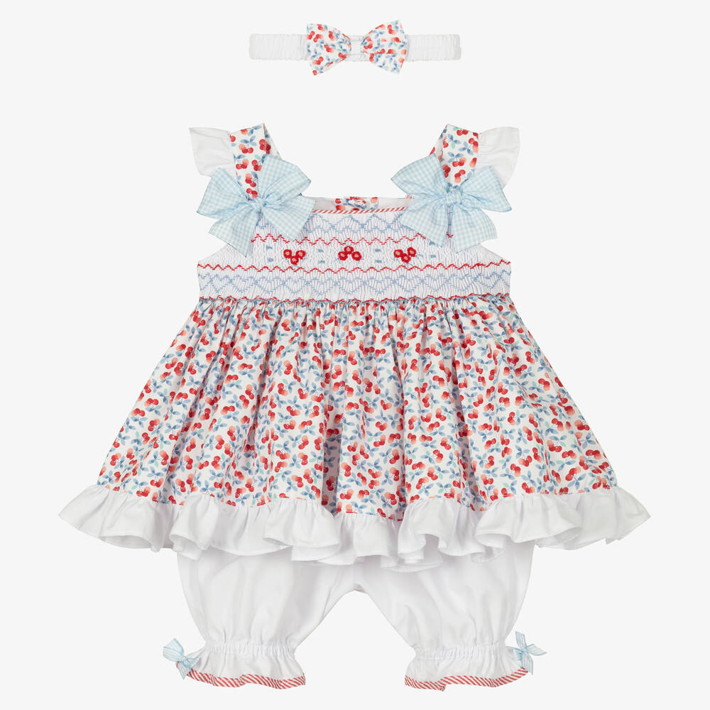 Pretty Originals - Weißes gesmoktes Kleid-Set | Childrensalon