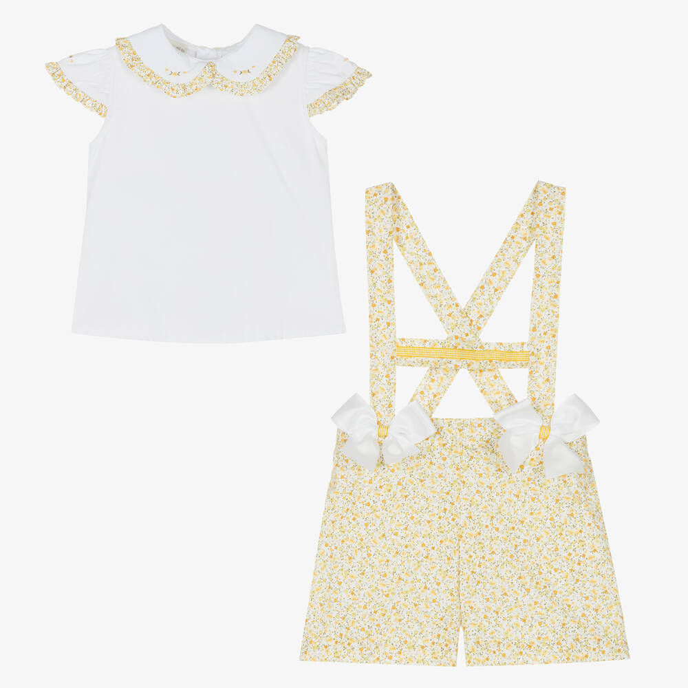 Pretty Originals-Бело-желтый комплект с шортами в цветочек | Childrensalon Outlet