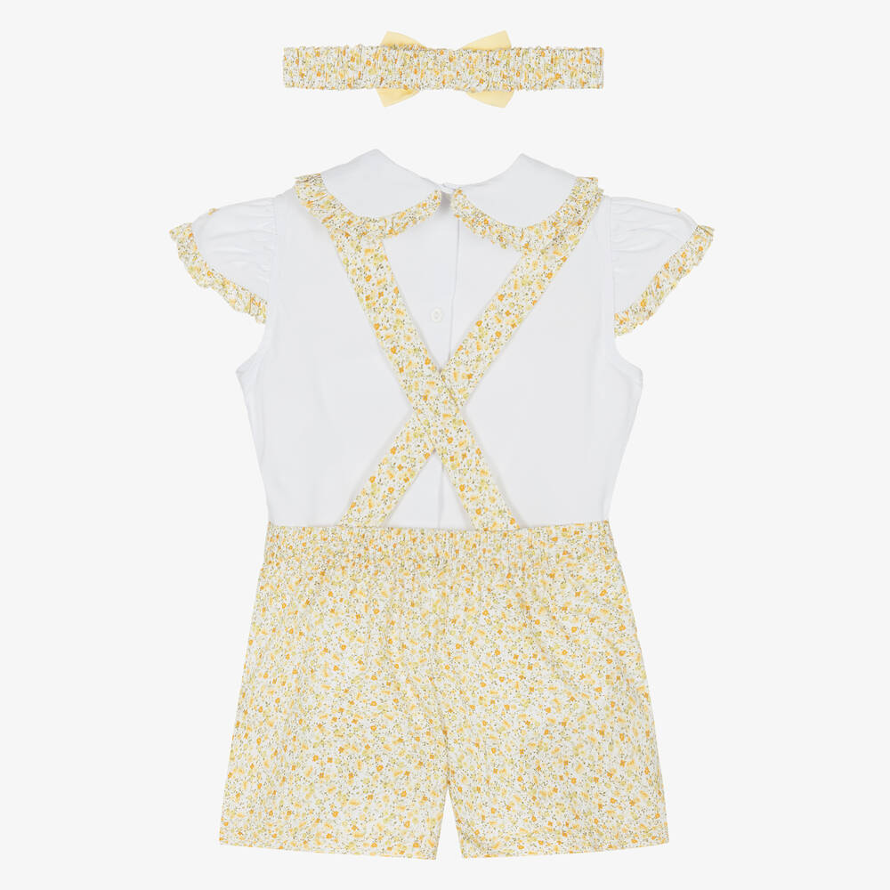 Pretty Originals-Бело-желтый комплект с шортами в цветочек | Childrensalon Outlet