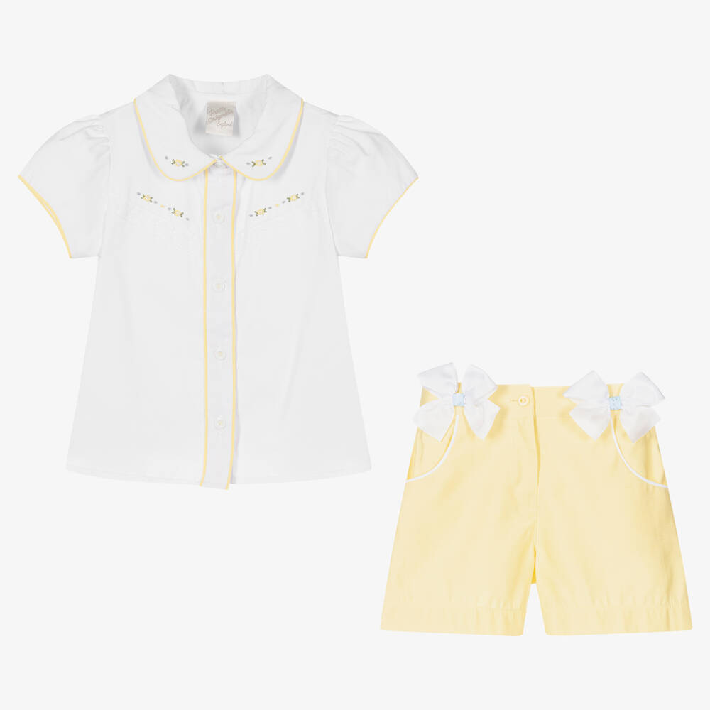 Pretty Originals-Белая блузка и желтые шорты | Childrensalon Outlet