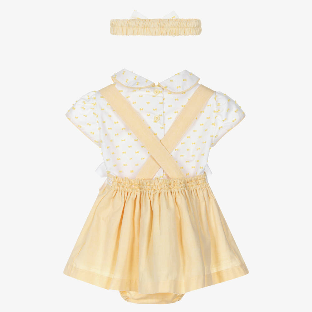 Pretty Originals-Girls Yellow & Ivory Cotton Skirt Set | Childrensalon Outlet