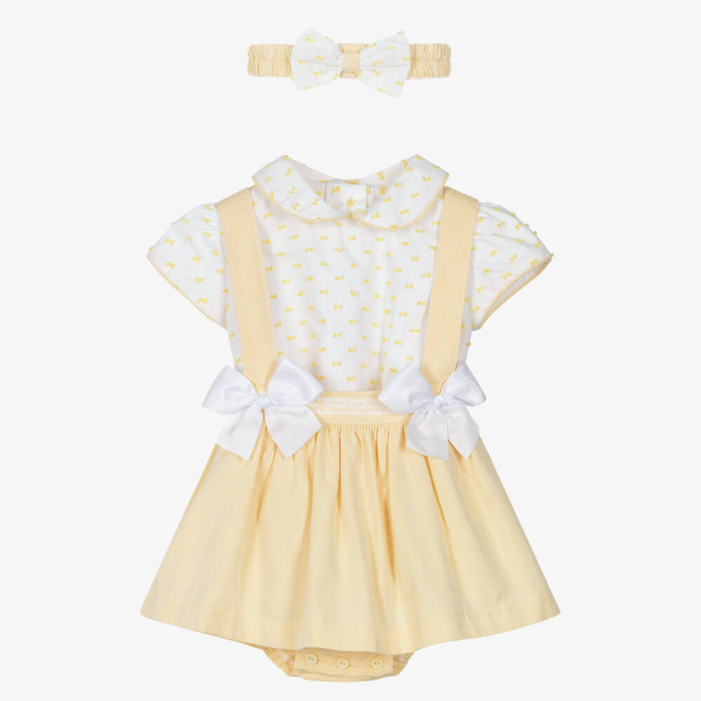 Pretty Originals-Girls Yellow & Ivory Cotton Skirt Set | Childrensalon Outlet