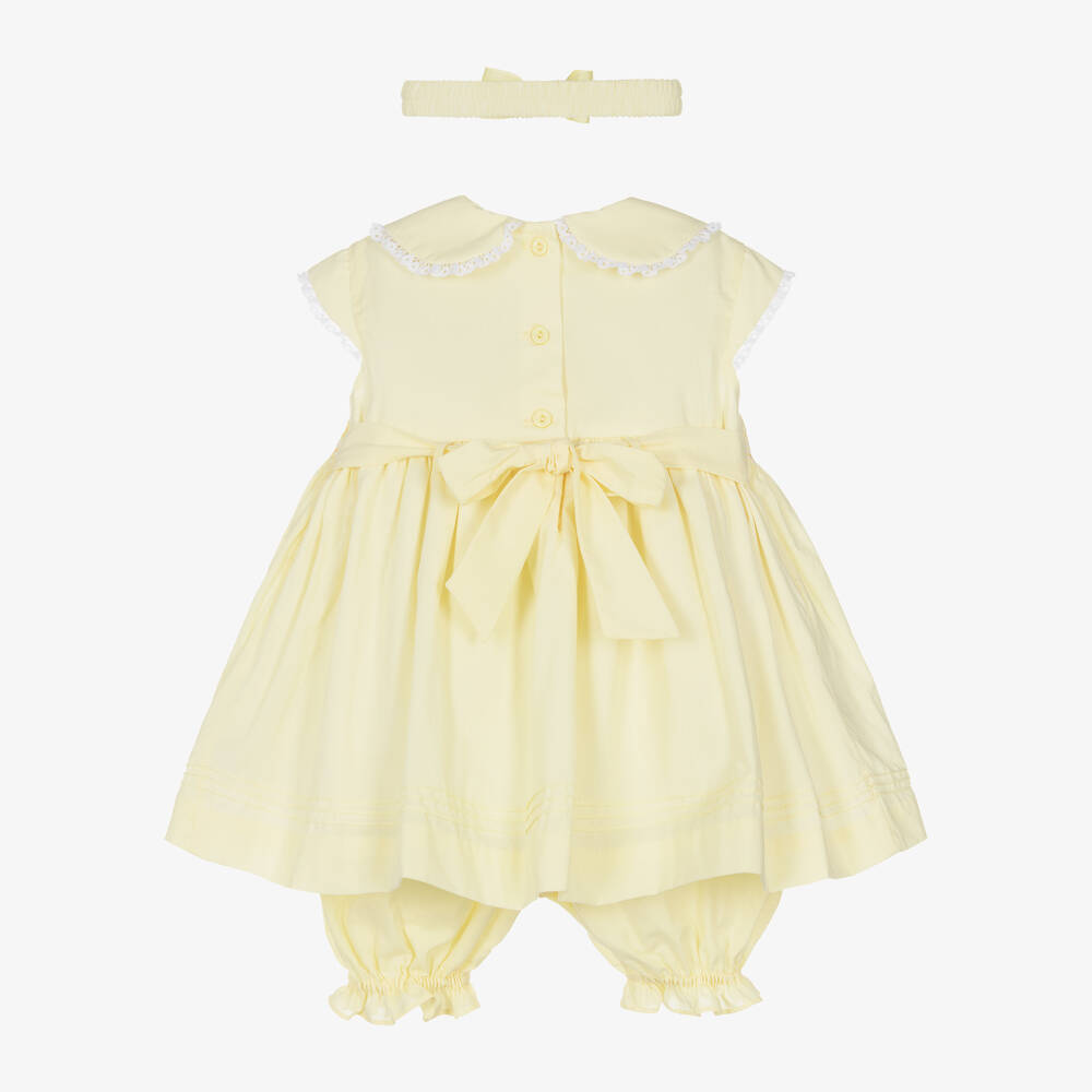 Pretty Originals-Желтый комплект из хлопка с платьем со сборками | Childrensalon Outlet
