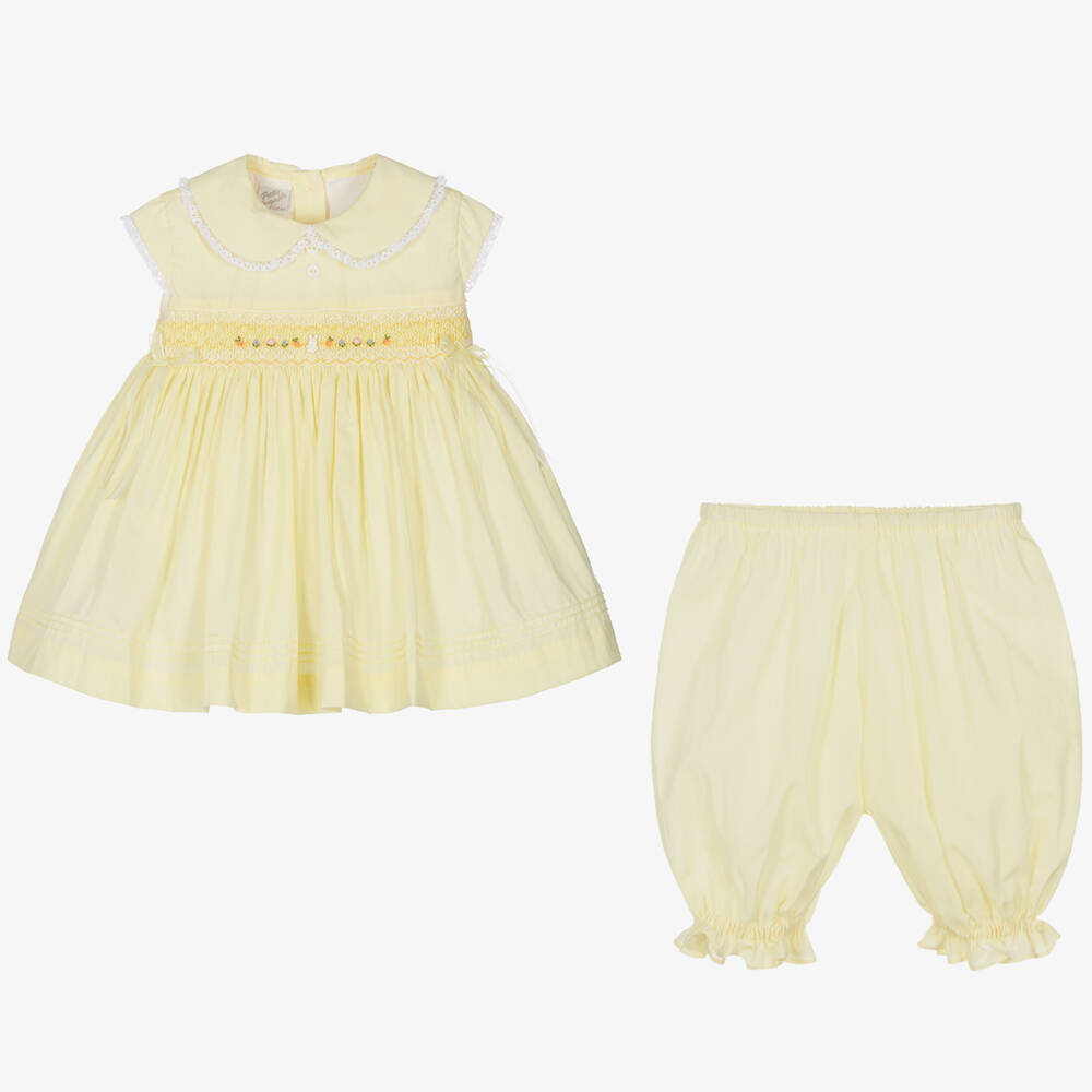 Pretty Originals-Желтый комплект из хлопка с платьем со сборками | Childrensalon Outlet