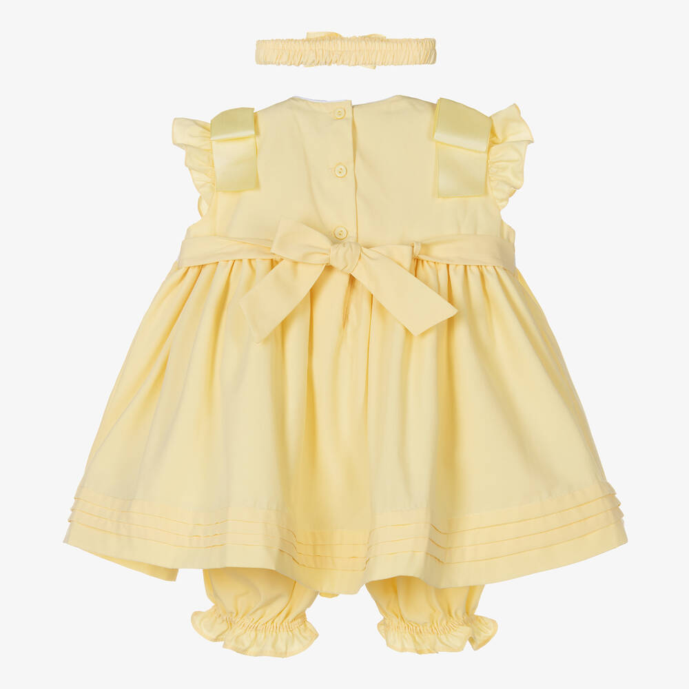 Pretty Originals-Желтый комплект с платьем из хлопка со сборками для девочек | Childrensalon Outlet