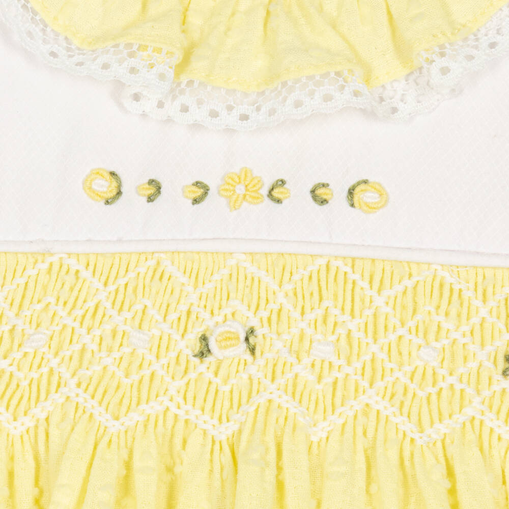 Pretty Originals-Girls Yellow Smocked Cotton Dress Set | Childrensalon Outlet