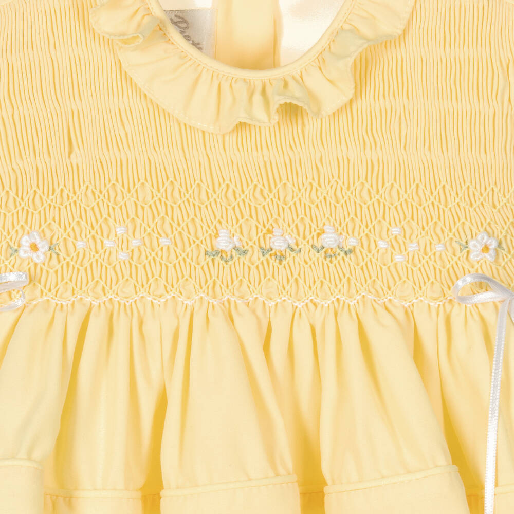 Pretty Originals-Girls Yellow Smocked Dress Set | Childrensalon Outlet