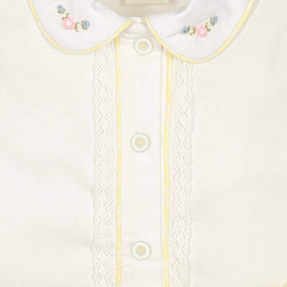 بريتي أوريجينال-طقم تنورة قطن لون أصفر وأبيض | Childrensalon Outlet