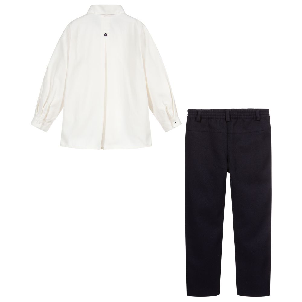 Pretty Originals-Ivory Shirt & Navy Blue Trouser Set | Childrensalon Outlet