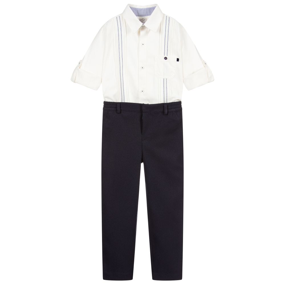 Pretty Originals - Chemise ivoire et pantalon bleu marine | Childrensalon