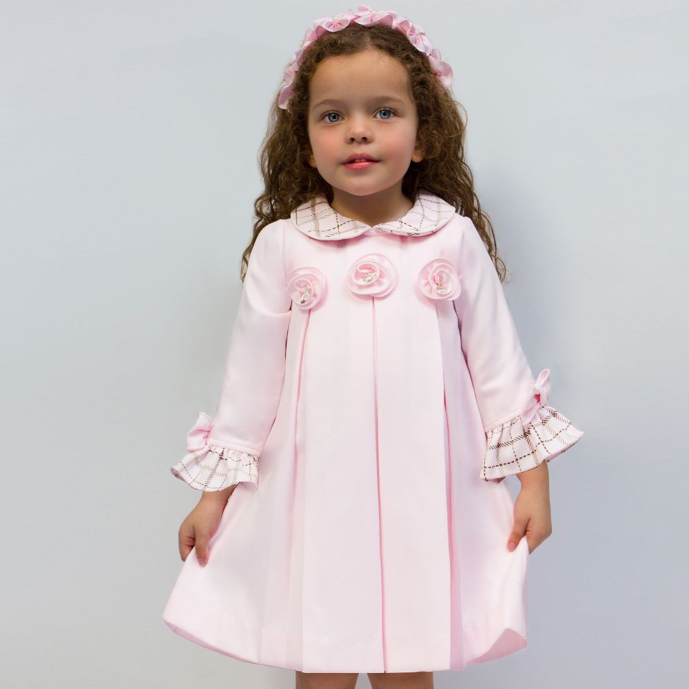 Pretty Originals Pink Check Collar Dress Childrensalon Outlet