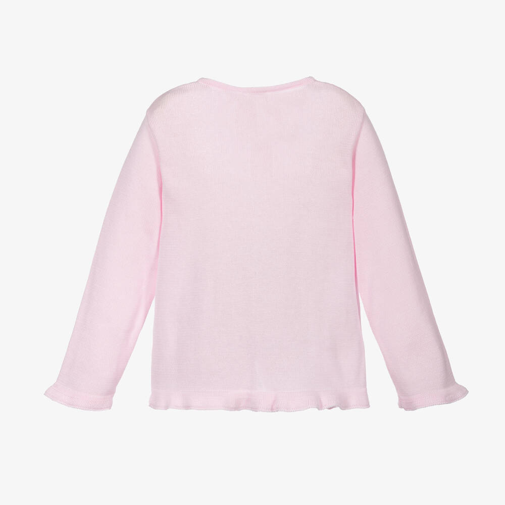 Pretty Originals-Pink Cotton Knit Cardigan | Childrensalon Outlet