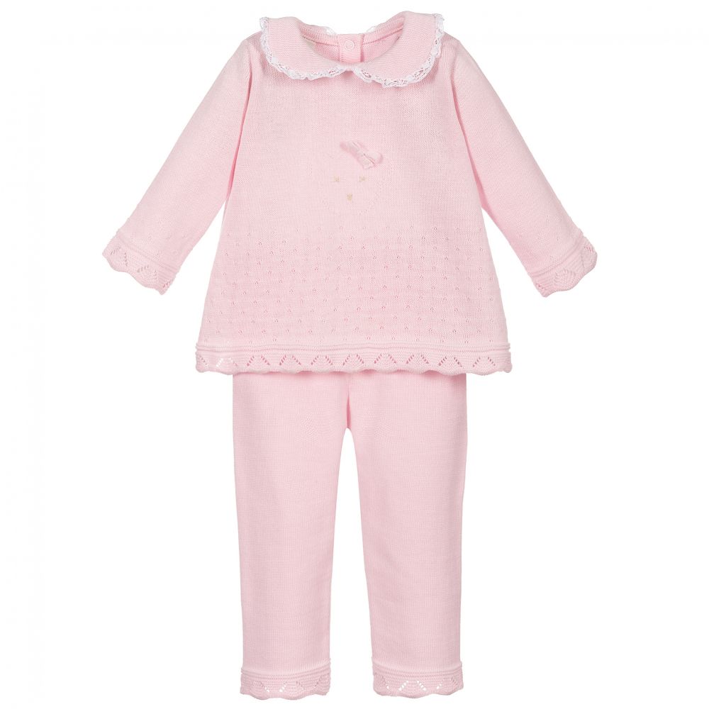 Pretty Originals - Pink Knitted Trousers Set | Childrensalon