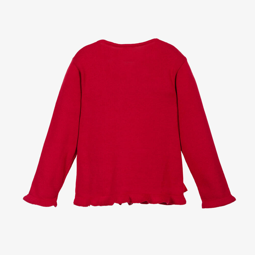 Pretty Originals - Red Cotton Knit Cardigan | Childrensalon