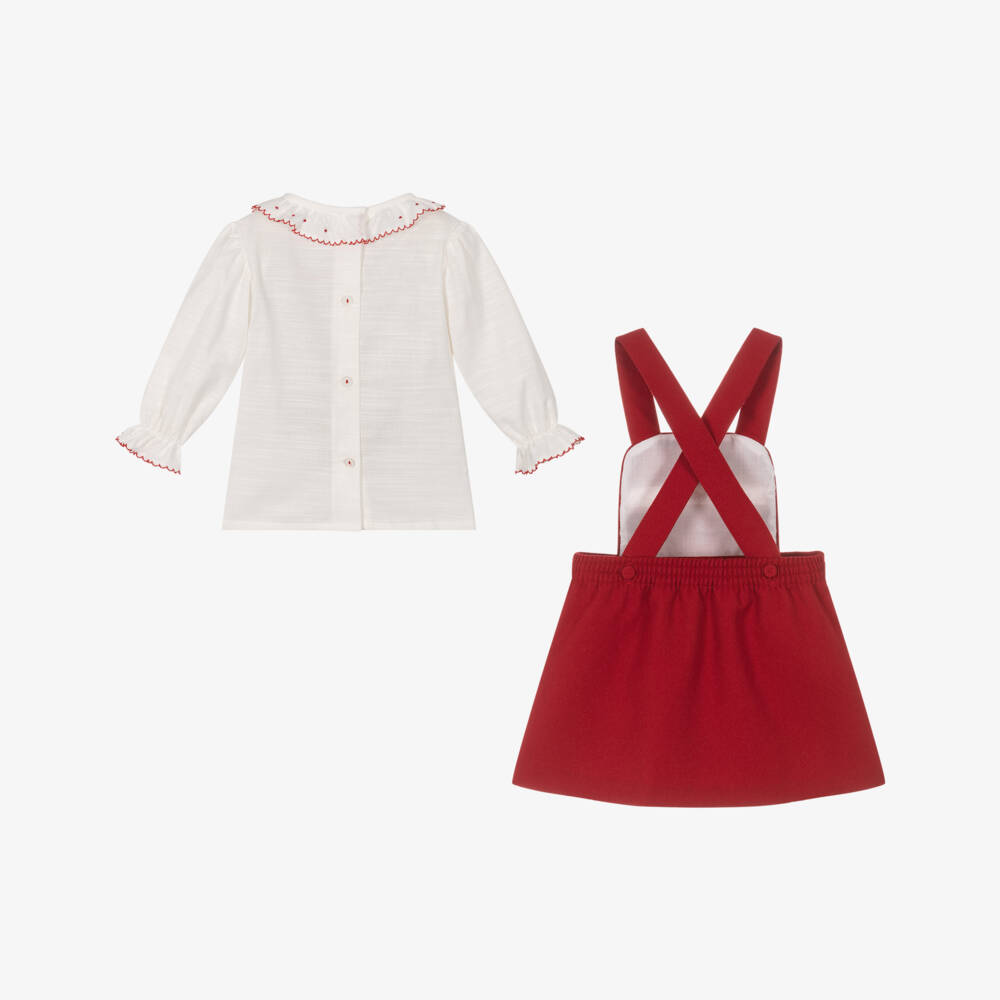 Pretty Originals-Red Pinfore Smock Dress Set | Childrensalon Outlet