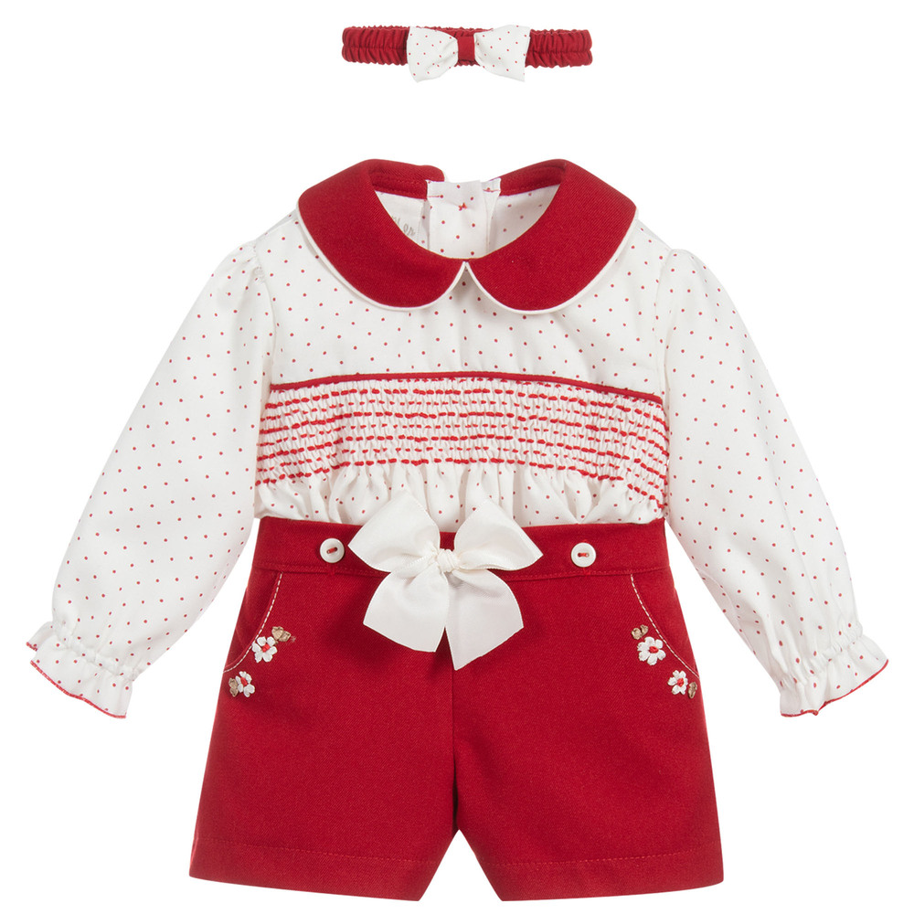 Pretty Originals - Ensemble costume haut et short rouge et ivoire | Childrensalon