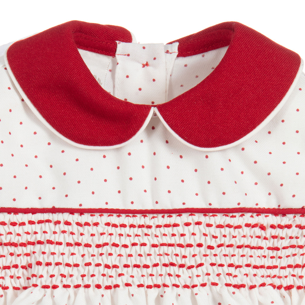 بريتي أوريجينال-طقم شورت مطرز 3 قطع لون أحمر وعاجي | Childrensalon Outlet