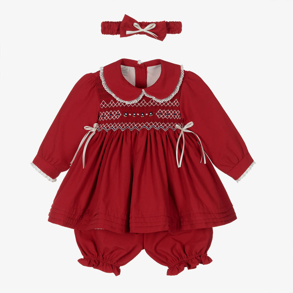 Pretty Originals - Red Smocked Dress Set | Childrensalon
