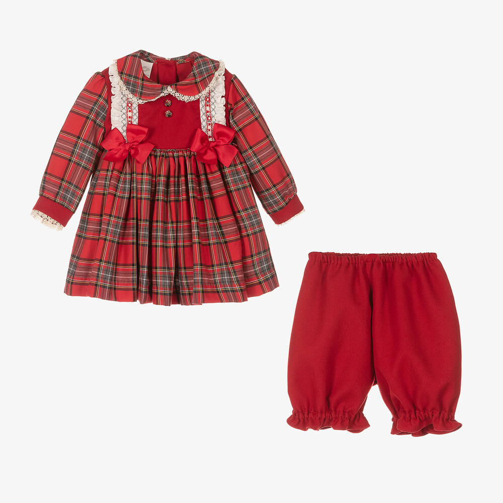Pretty Originals-Red Tartan Dress Set | Childrensalon Outlet