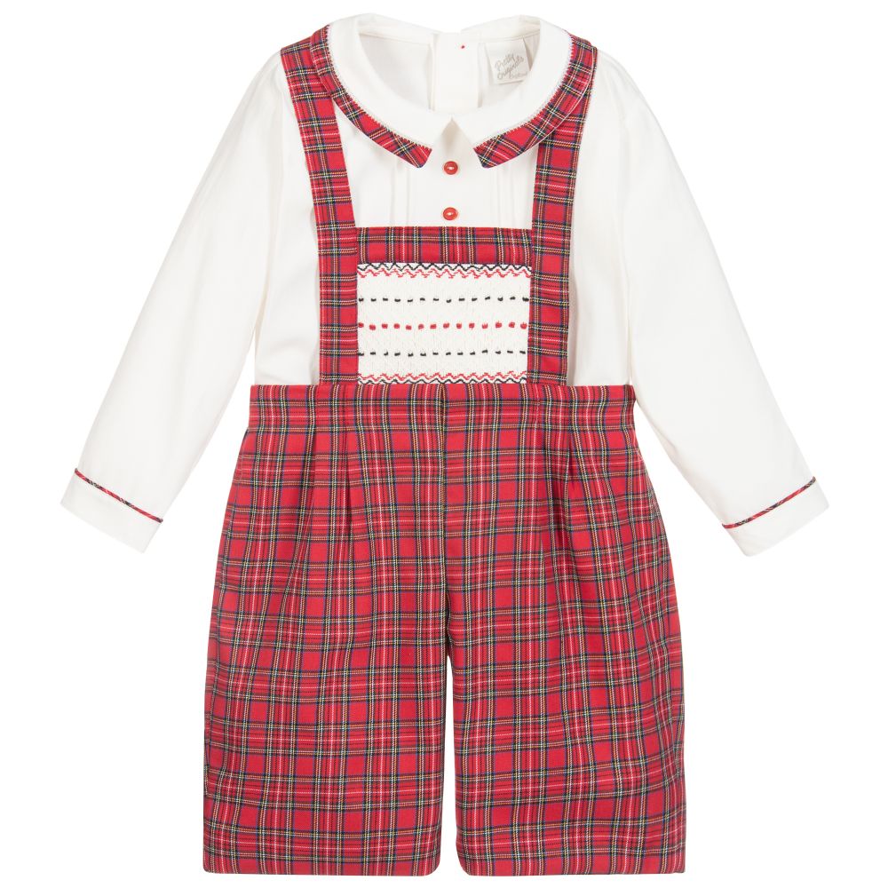 Pretty Originals - Red Tartan Shorts Set | Childrensalon