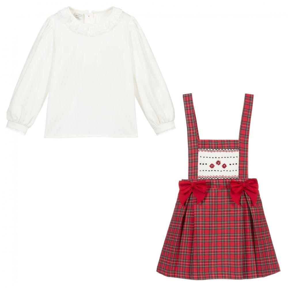 Pretty Originals-Red Tartan Skirt Set | Childrensalon Outlet