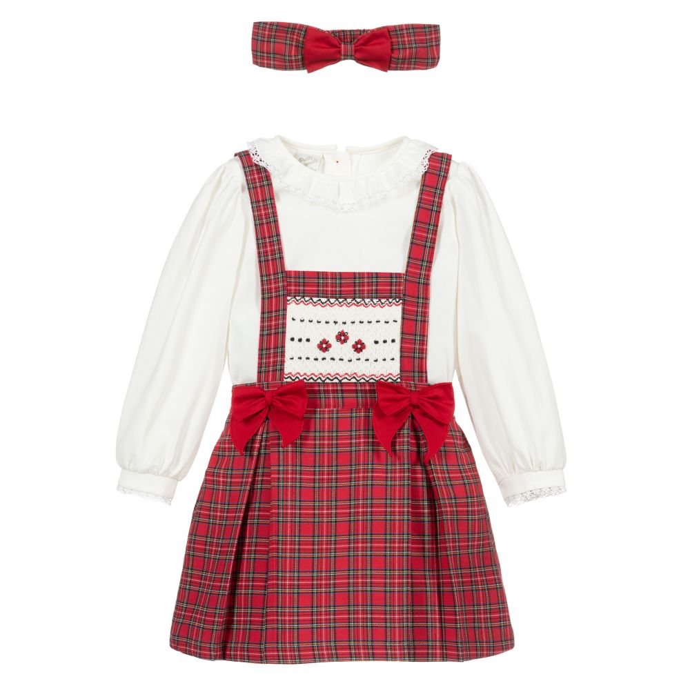 Pretty Originals - Комплект с красной юбкой в шотландскую клетку | Childrensalon
